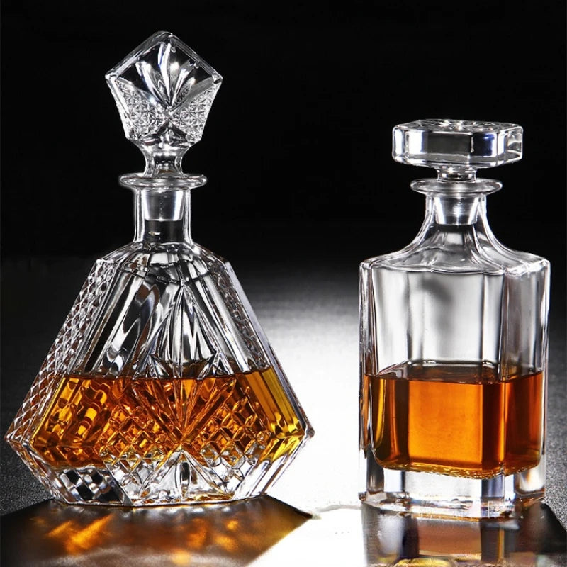 500-800Ml Elegante Whisky Weinflasche Likör Trennwand Dickes bleifreies Glas Wein Dekanter Kunst Wein Set Destillierter Getränketopf - GYLDNE GRÆNSE Gourmet Online Shop