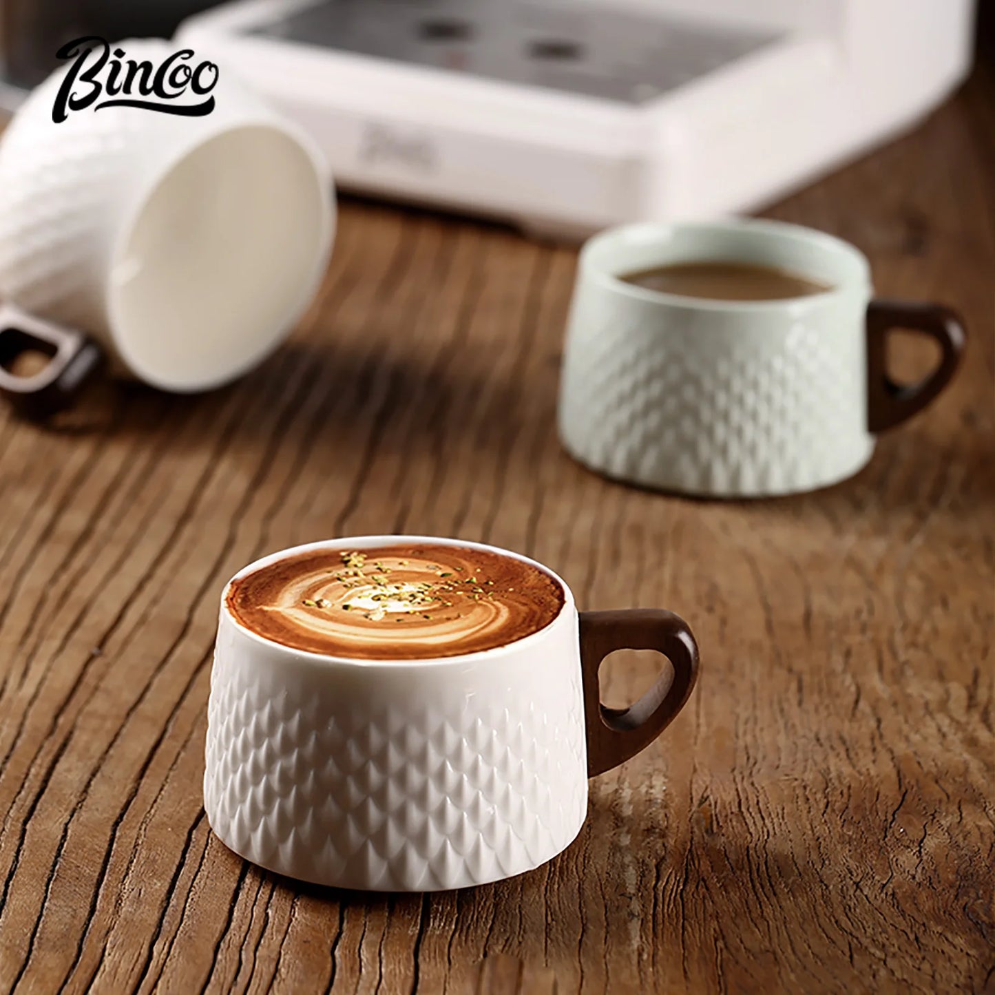 Bincoo Espresso Becher 200/350ml Keramik Kaffeetasse und Untertasse Professionelles Zuhause Barista Latte Art Becher Exquisites Küchenzubehör - GYLDNE GRÆNSE Gourmet Online Shop