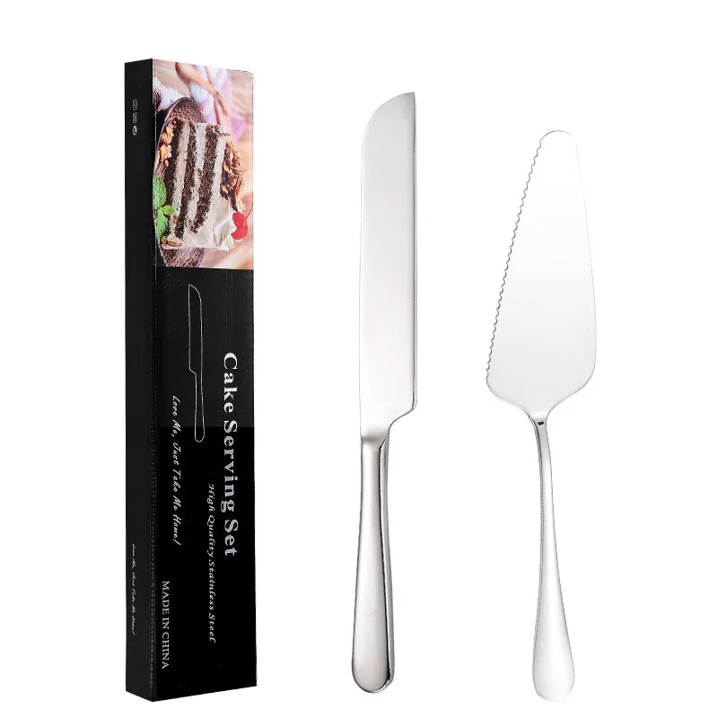 2PCS Kuchenschaufel Set Edelstahl Brot Pizzamesser Dessert Pie Fondant Divider Gold Silber Backwerkzeug Für Hochzeit - GYLDNE GRÆNSE Gourmet Online Shop