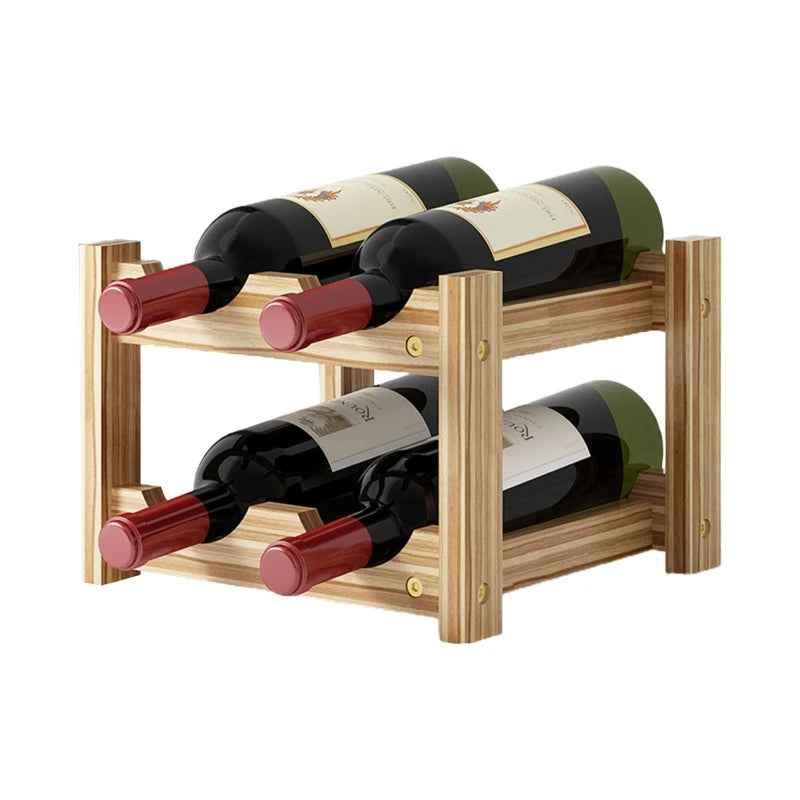 2/3/4 Ebenen Stehendes Weinregal aus Holz Organizer Home Bar Party Display Halter Regaldekoration Halter Weinzubehör - GYLDNE GRÆNSE Gourmet Online Shop