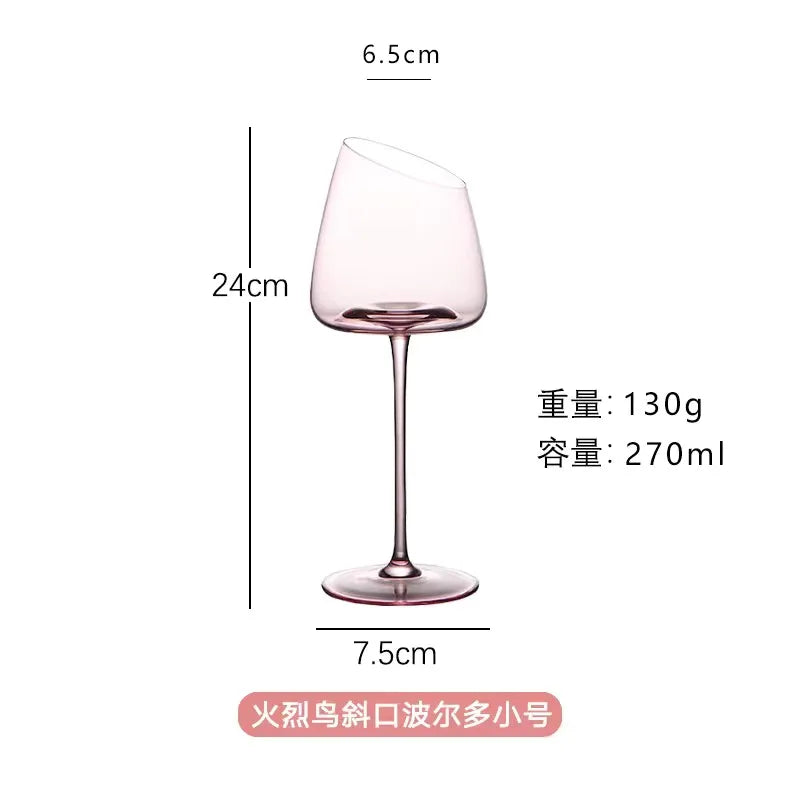 Französisch Rosa Flamingo Rotwein Gläser Set Kristallglas Kelch Kreativ Schrägmund Konkaver Boden Champagner Weinbecher Blau - GYLDNE GRÆNSE Gourmet Online Shop