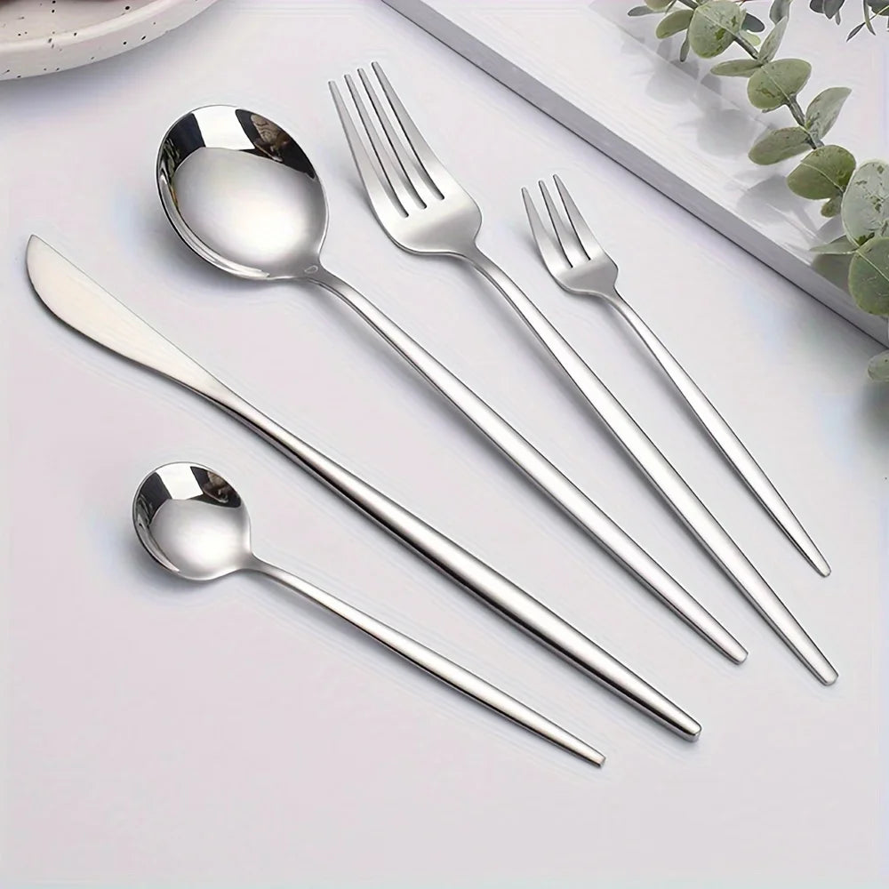 60-teiliges Edelstahl-Besteck-Set, hochglanzpoliert, spülmaschinenfest, enthält Messer, Gabeln und Löffel in Geschenkbox, Gold - GYLDNE GRÆNSE Gourmet Online Shop