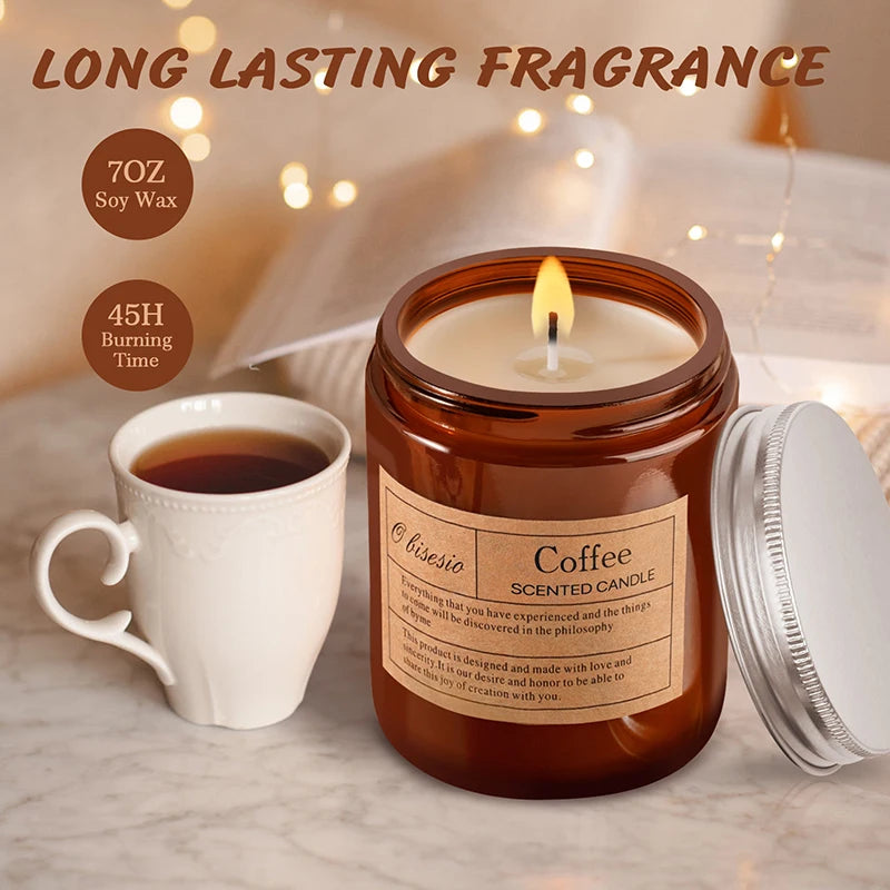 Obisesio Duftkerze Aromatherapie-Kerze für Zuhause Duftende Sojakerze Kaffee/Zitrone/Holz/Lavendel Kerze für Zuhause Frauen Männer - GYLDNE GRÆNSE Gourmet Online Shop