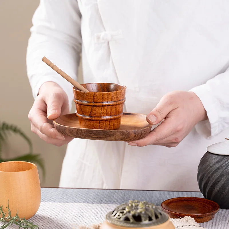 Saure Jujube-Holz-Tasse mit großem Bauch Kreative Holztasse Massivholz Anti-Verbrühungs-Teetasse Nordisches Teeset aus Holz - GYLDNE GRÆNSE Gourmet Online Shop