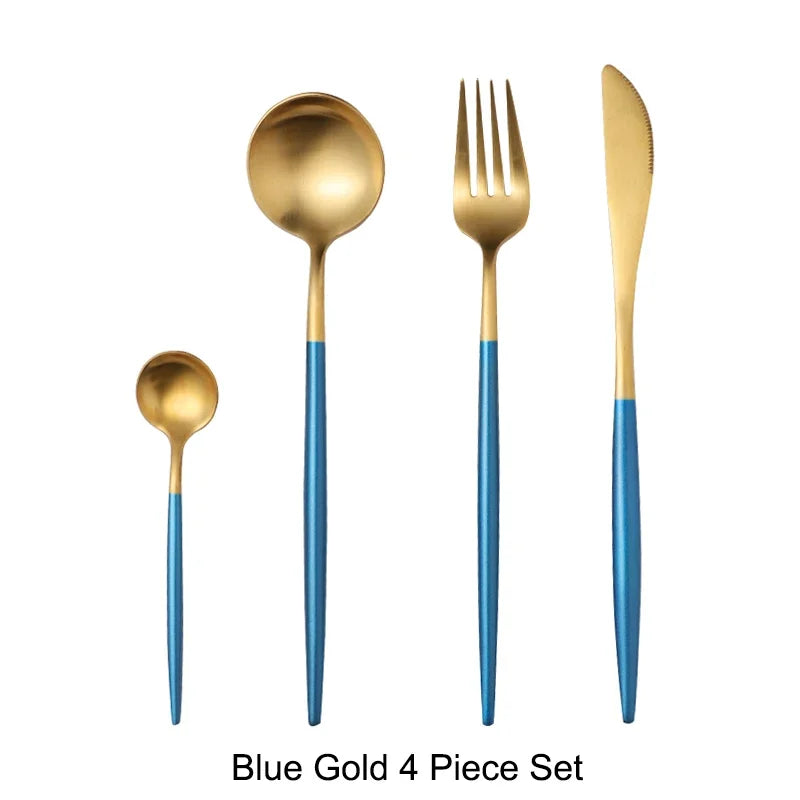 Mattgold 18/10 Edelstahl Luxus Besteck Geschirr Geschirr Messer Löffel Gabel Essstäbchen Besteck Set Spülmaschinenfest - GYLDNE GRÆNSE Gourmet Online Shop