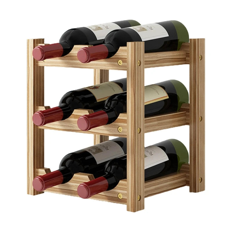 2/3/4 Ebenen Stehendes Weinregal aus Holz Organizer Home Bar Party Display Halter Regaldekoration Halter Weinzubehör - GYLDNE GRÆNSE Gourmet Online Shop
