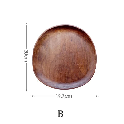 Dinner Platte Teller Holz Wood Irregular Oval Wood Dinner Plate Tableware Set - GYLDNE GRÆNSE Gourmet Online Shop