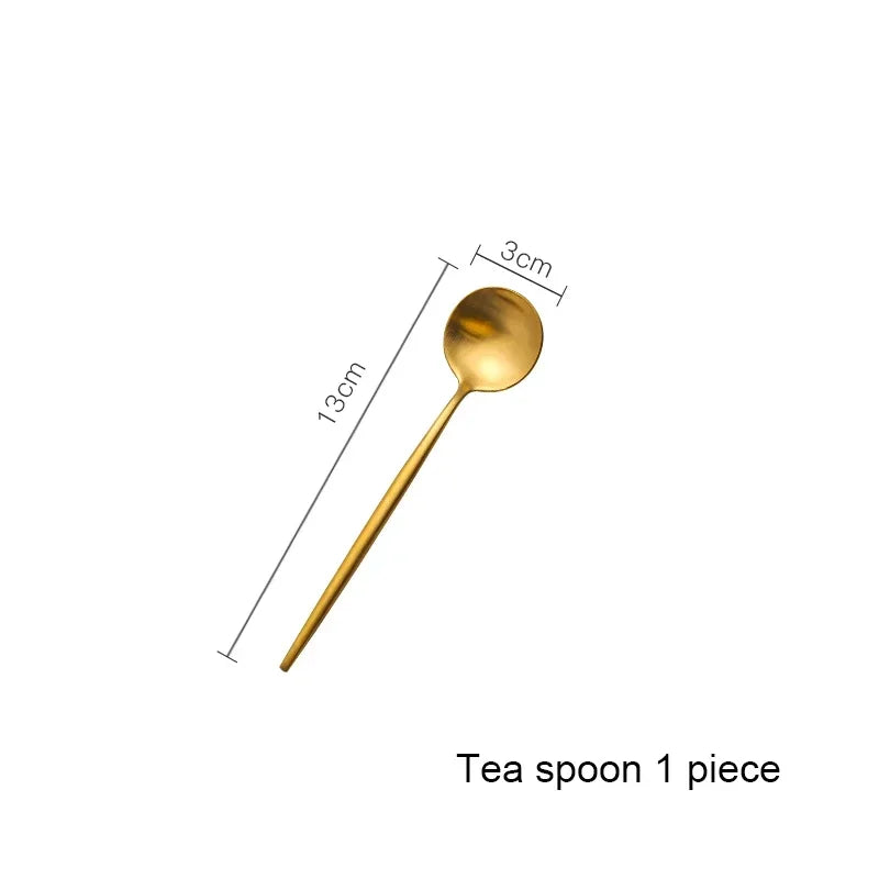 Mattgold 18/10 Edelstahl Luxus Besteck Geschirr Geschirr Messer Löffel Gabel Essstäbchen Besteck Set Spülmaschinenfest - GYLDNE GRÆNSE Gourmet Online Shop