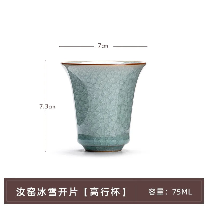 Chinesisch handgemacht Ru Ofen Porzellan Teetasse Haushalt Eis geknackt Teetasse Keramik Master Cup Frost Blume Persönliche Teeschale Teegeschirr - GYLDNE GRÆNSE Gourmet Online Shop