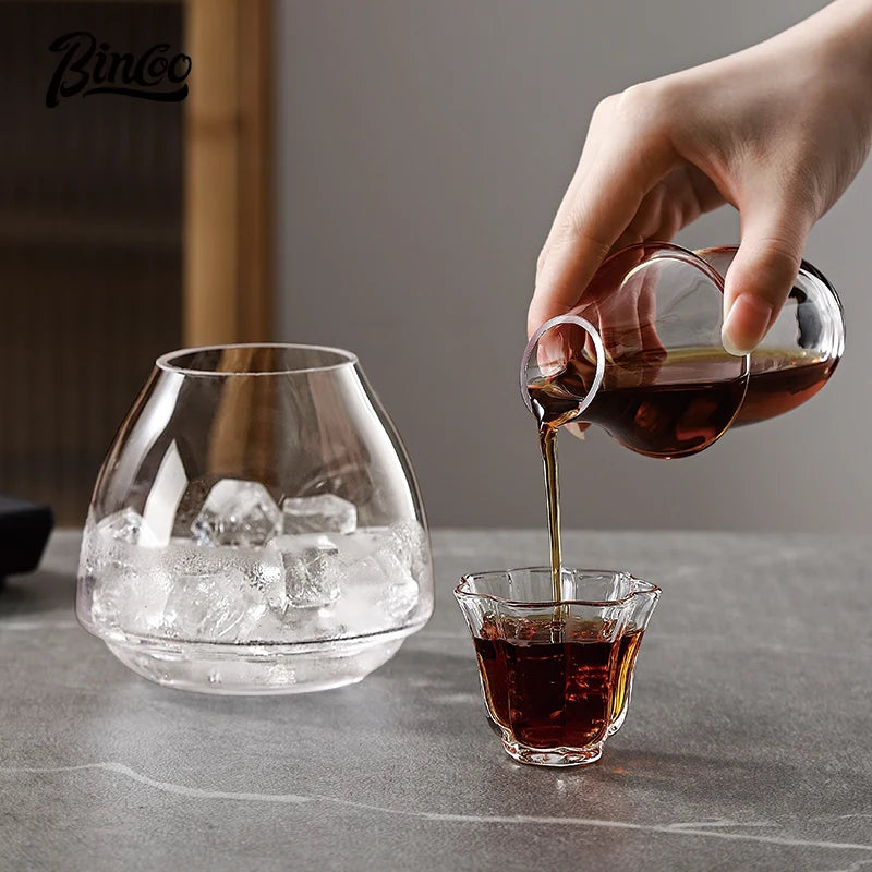 Bincoo Doppelschichtglas handgebrühte Kanne Set Cold Brew Kaffeekanne Cold Brew Pot Eis Tropfkanne Eis American Cup 180ml - GYLDNE GRÆNSE Gourmet Online Shop
