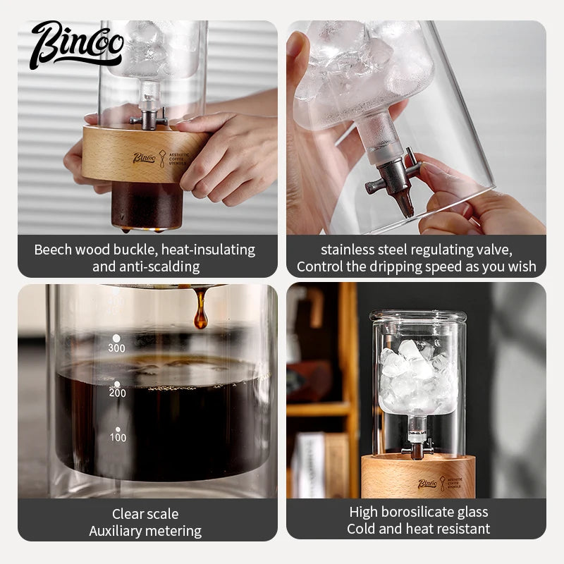 Glas Eis Tropfen Cold Brew Kaffeekanne Tragbare Eiskalte Trinkkaffeemaschine Heimküche Verwendung Gießen über Wasserkocher Abnehmbare Reinigung - GYLDNE GRÆNSE Gourmet Online Shop