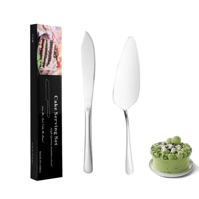 2PCS Kuchenschaufel Set Edelstahl Brot Pizzamesser Dessert Pie Fondant Divider Gold Silber Backwerkzeug Für Hochzeit - GYLDNE GRÆNSE Gourmet Online Shop