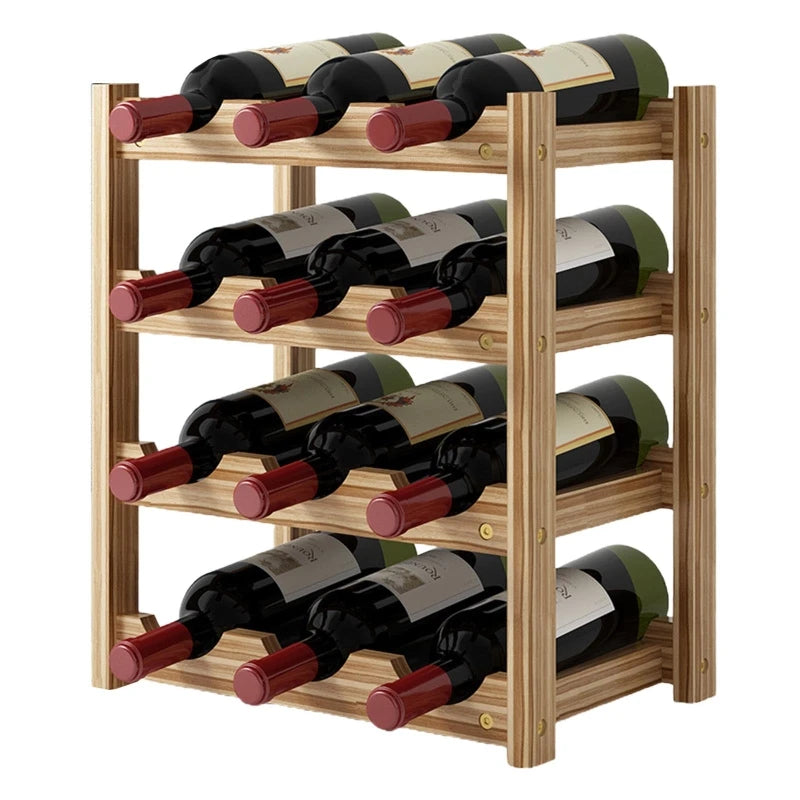 2/3/4 Ebenen Stehendes Weinregal aus Holz Organizer Home Bar Party Display Halter Regaldekoration Halter Weinzubehör - GYLDNE GRÆNSE Gourmet Online Shop