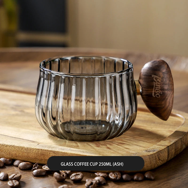 BINCOO Hitzebeständige Glas-Kaffeetasse bauchig rund Büro-Trinktasse Haushalt Amerikanische Nachmittagstee-Tasse 250ML - GYLDNE GRÆNSE Gourmet Online Shop