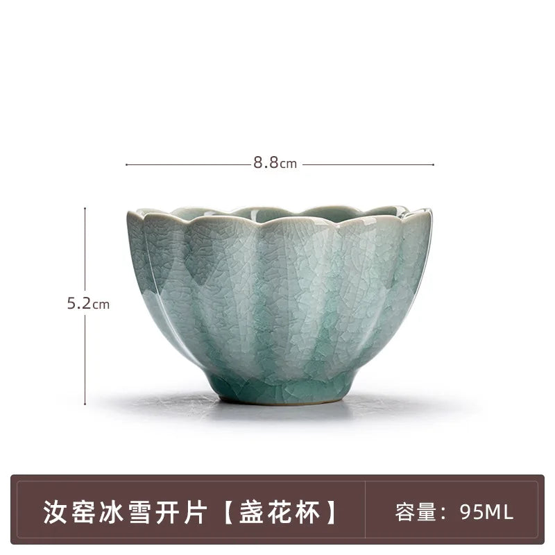 Chinesisch handgemacht Ru Ofen Porzellan Teetasse Haushalt Eis geknackt Teetasse Keramik Master Cup Frost Blume Persönliche Teeschale Teegeschirr - GYLDNE GRÆNSE Gourmet Online Shop