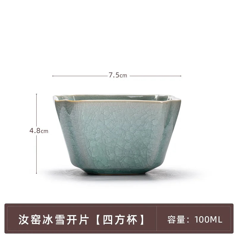Chinesisch handgemacht Ru Ofen Porzellan Teetasse Haushalt Eis geknackt Teetasse Keramik Master Cup Frost Blume Persönliche Teeschale Teegeschirr - GYLDNE GRÆNSE Gourmet Online Shop