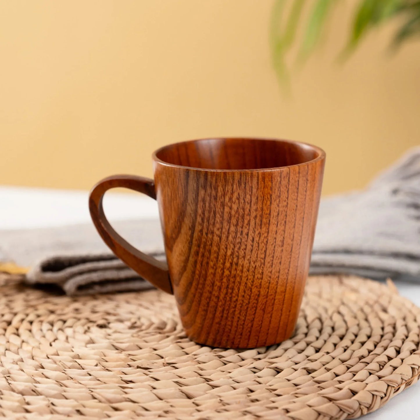 Hölzerne große Bauchtassen handgemachte Holztassen mit Griff Bier Teebecher Kaffee Milch Wassertasse Küche Bar Trinkgeschirr Geschenke - GYLDNE GRÆNSE Gourmet Online Shop