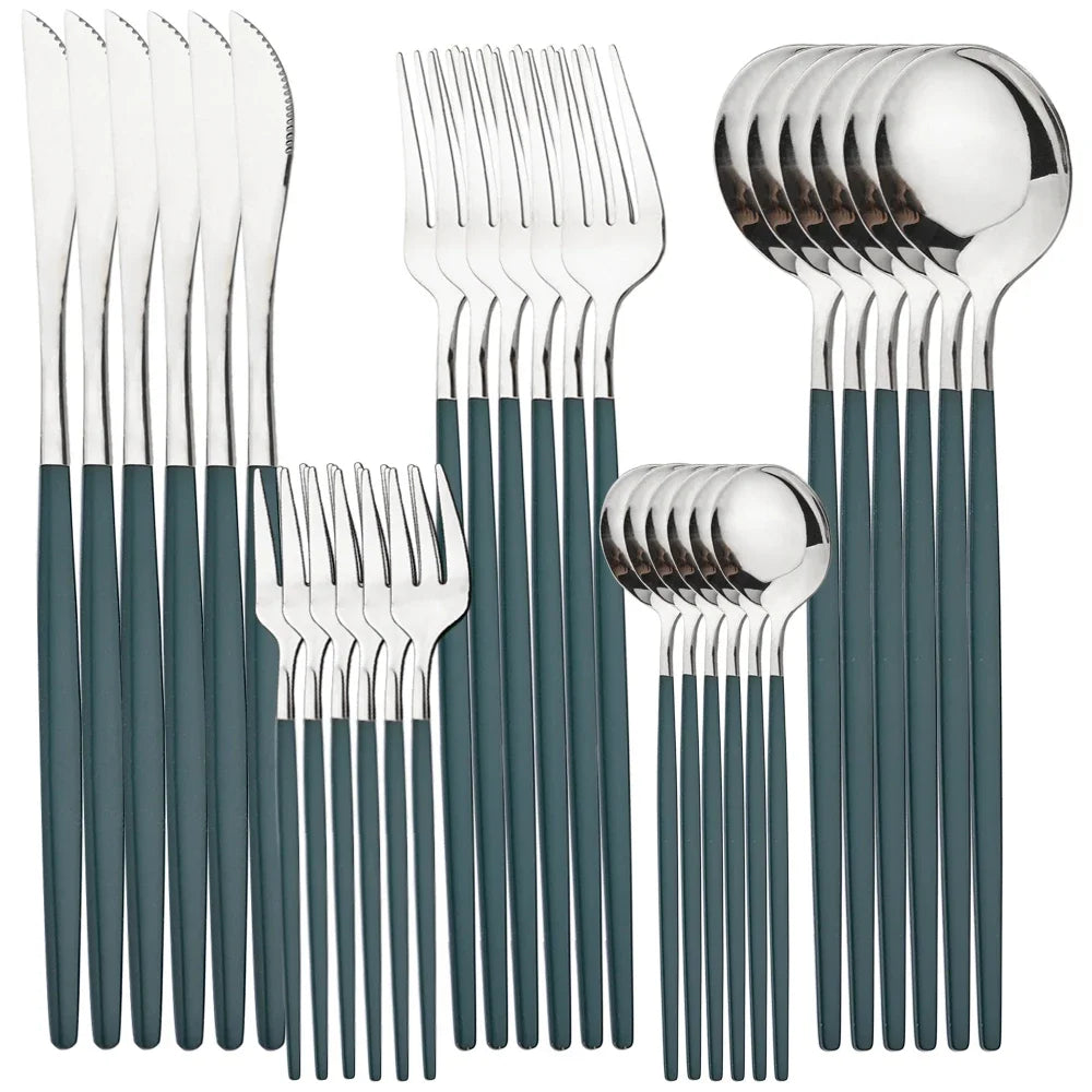 30 Teile Besteck Set Gold Geschirr Edelstahl Spiegel Geschirr Abendessen Tee Löffel Gabel Messer Western Besteck Besteck Set - GYLDNE GRÆNSE Gourmet Online Shop