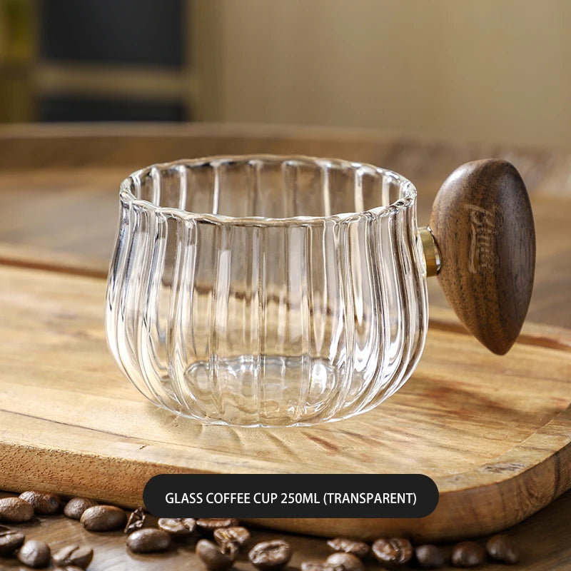 BINCOO Hitzebeständige Glas-Kaffeetasse bauchig rund Büro-Trinktasse Haushalt Amerikanische Nachmittagstee-Tasse 250ML - GYLDNE GRÆNSE Gourmet Online Shop
