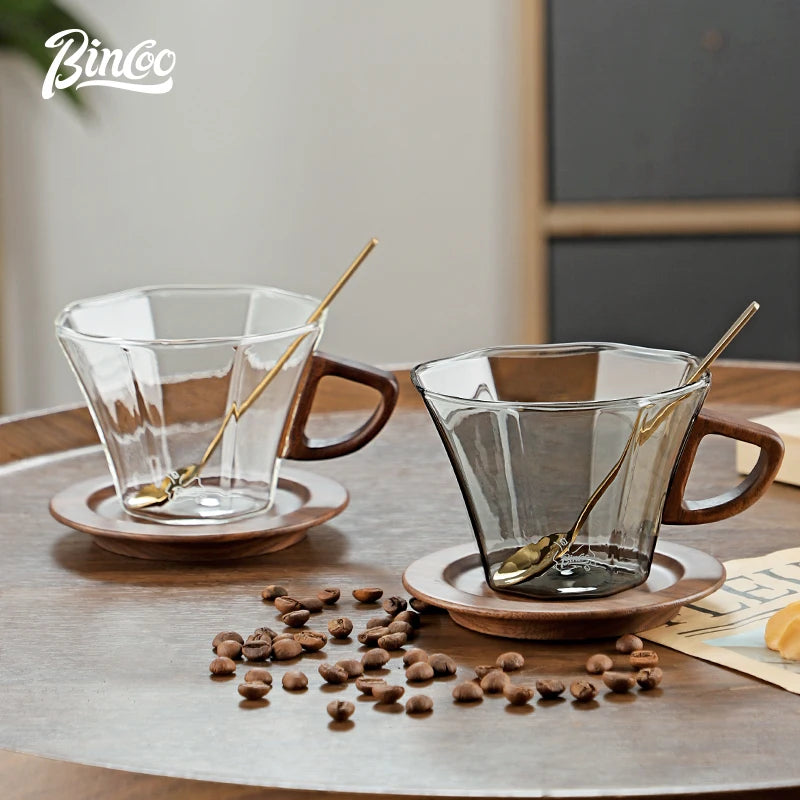 Bincoo Kaffeetasse Latte Art Professionelle hochtemperaturbeständige Glastasse und Untertasse Latte Cappuccinotasse Trinktasse - GYLDNE GRÆNSE Gourmet Online Shop