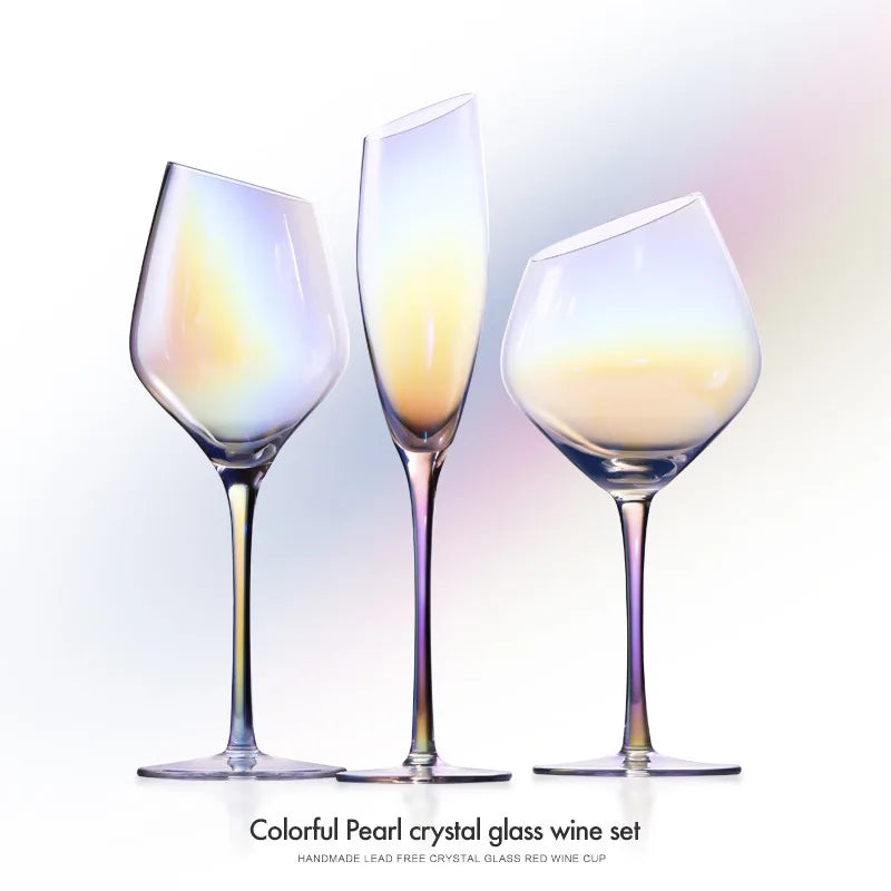 Schillernde Farben Klassisches Burgunderrot Glas Ionenbeschichtung Kristall Bordeaux Kelch Party Hochzeit Champagner Flöten Schräger Mund Weinbecher - GYLDNE GRÆNSE Gourmet Online Shop