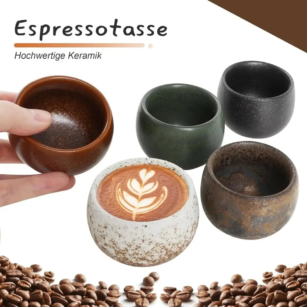 Espressotassen Dickwandige Keramik Espressotassen aus Steingut für Espresso Mokka Macchiato Handgefertigte Keramiktasse - GYLDNE GRÆNSE Gourmet Online Shop