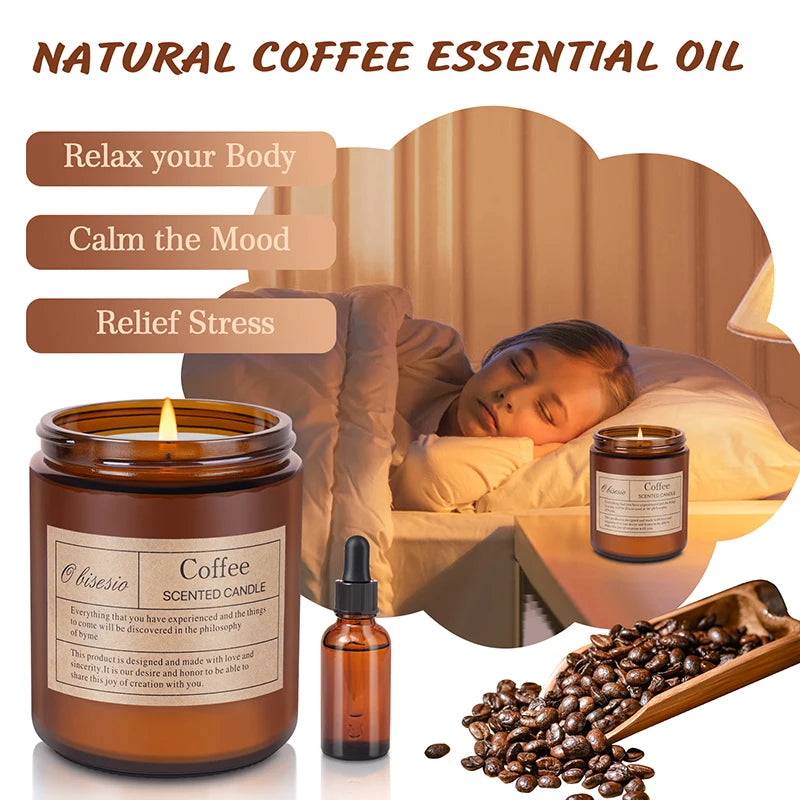 Obisesio Duftkerze Aromatherapie-Kerze für Zuhause Duftende Sojakerze Kaffee/Zitrone/Holz/Lavendel Kerze für Zuhause Frauen Männer - GYLDNE GRÆNSE Gourmet Online Shop