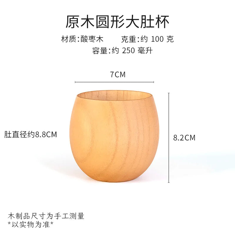 Saure Jujube-Holz-Tasse mit großem Bauch Kreative Holztasse Massivholz Anti-Verbrühungs-Teetasse Nordisches Teeset aus Holz - GYLDNE GRÆNSE Gourmet Online Shop