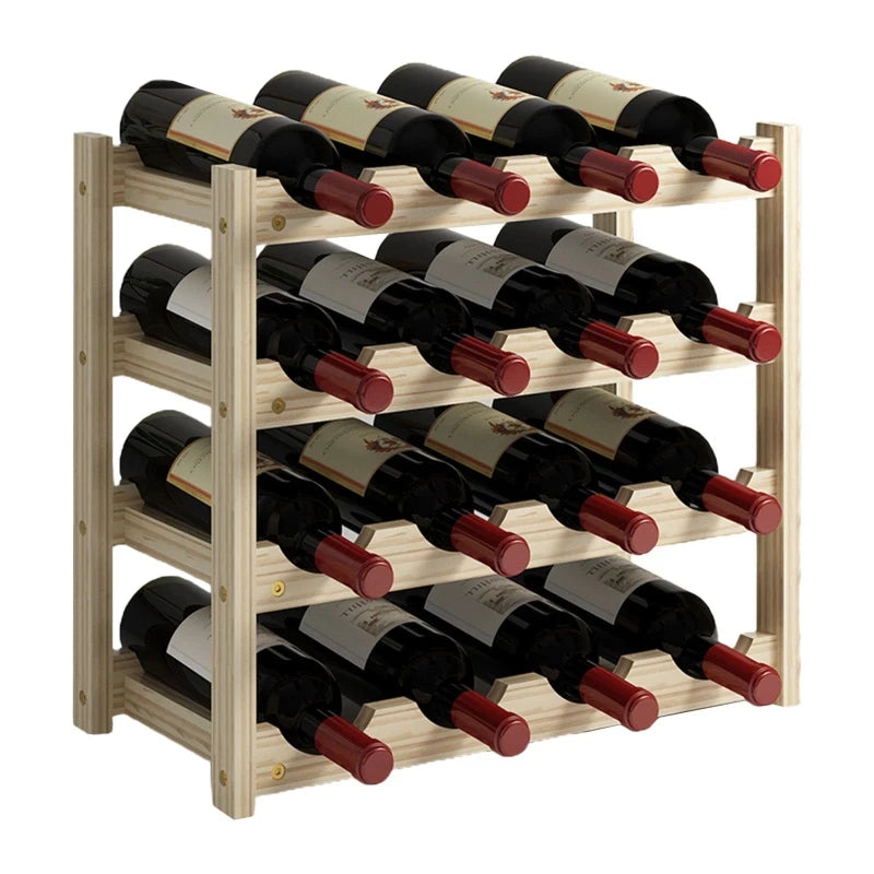2/3/4 Ebenen Stehendes Weinregal aus Holz Organizer Home Bar Party Display Halter Regaldekoration Halter Weinzubehör - GYLDNE GRÆNSE Gourmet Online Shop