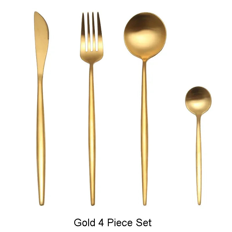 Mattgold 18/10 Edelstahl Luxus Besteck Geschirr Geschirr Messer Löffel Gabel Essstäbchen Besteck Set Spülmaschinenfest - GYLDNE GRÆNSE Gourmet Online Shop
