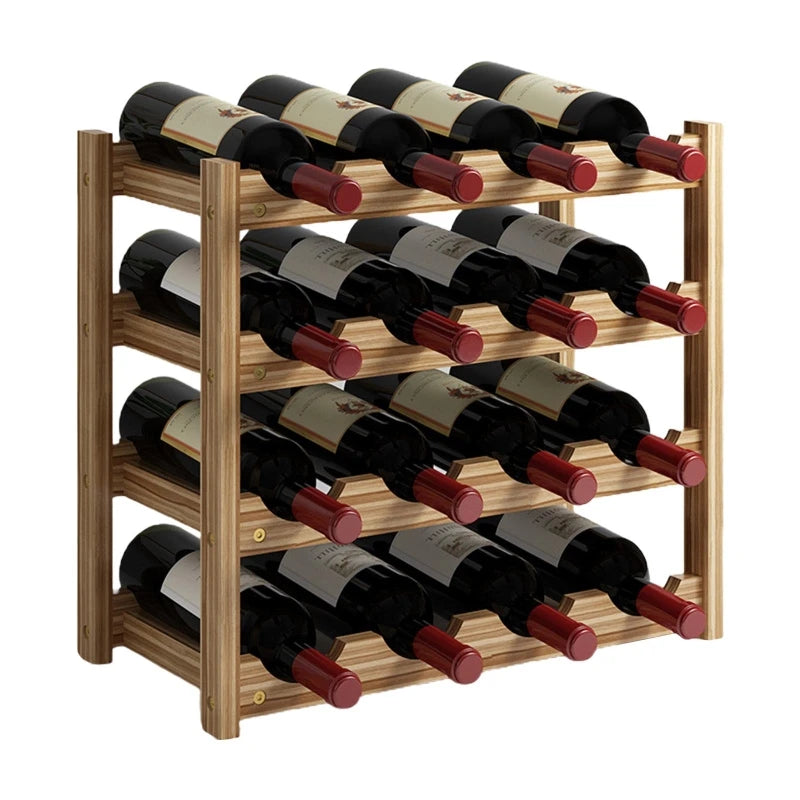 2/3/4 Ebenen Stehendes Weinregal aus Holz Organizer Home Bar Party Display Halter Regaldekoration Halter Weinzubehör - GYLDNE GRÆNSE Gourmet Online Shop