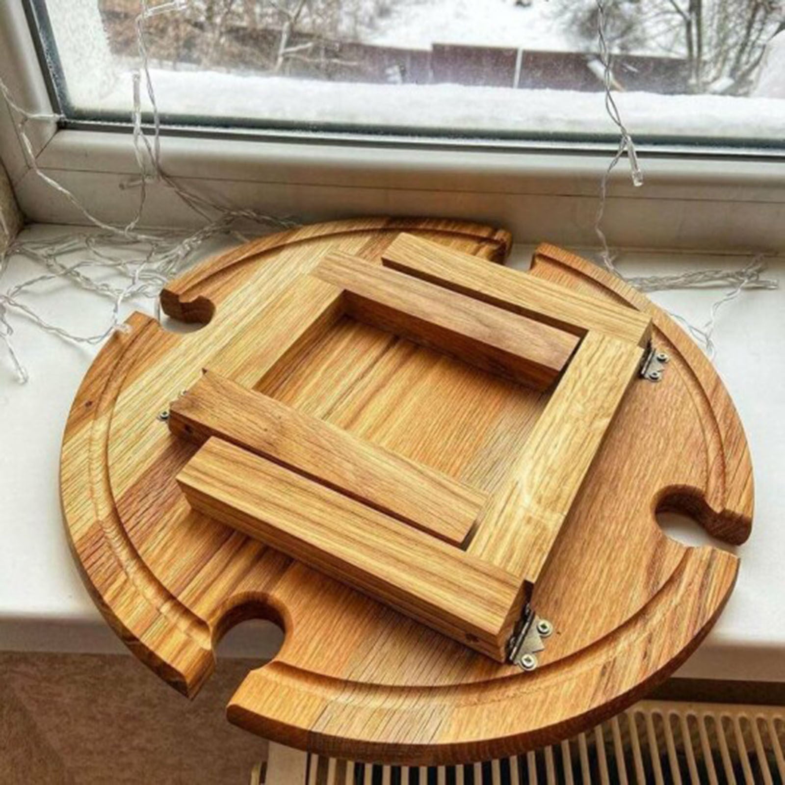Hölzerner klappbarer Picknicktisch für den Außenbereich mit Glashalter 2 in 1 Weinglasgestell Weintisch für den Außenbereich Holztisch, der leicht zu transportieren ist - G﻿YLDNE GRÆNSE Gourmet Online Shop 
