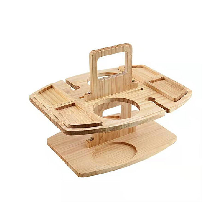 Weinregal aus Holz, Picknicktisch im Freien, tragbares Weinregal, abnehmbarer Obsttisch, Weinglasregal, mehrschichtiges Lebensmittelregal - G﻿YLDNE GRÆNSE Gourmet Online Shop 