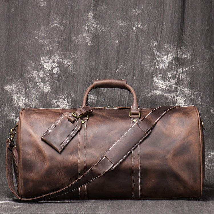 Europäische und amerikanische Retro Herren Echtleder Handtasche Reisetasche Damen Crazy Horse Leder Crossbody Große Gepäcktasche Rindsleder Sporttasche - G﻿YLDNE GRÆNSE Gourmet Online Shop 