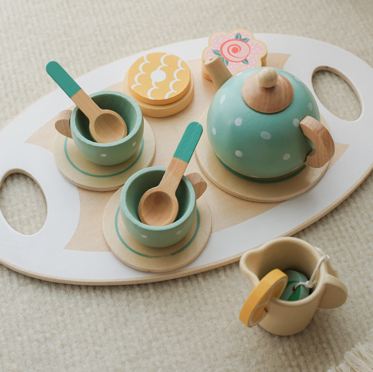 Kinderheim Nachmittagstee Desserts Kuchenverkauf Teekanne Tassen Teeservice Weihnachtsspielzeug aus Holz Geschenke - G﻿YLDNE GRÆNSE Gourmet Online Shop 