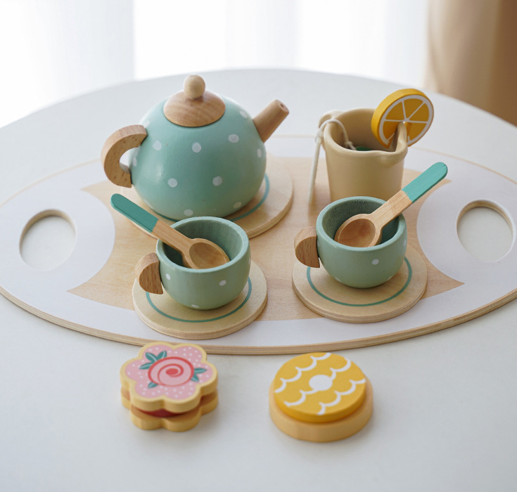 Kinderheim Nachmittagstee Desserts Kuchenverkauf Teekanne Tassen Teeservice Weihnachtsspielzeug aus Holz Geschenke - G﻿YLDNE GRÆNSE Gourmet Online Shop 