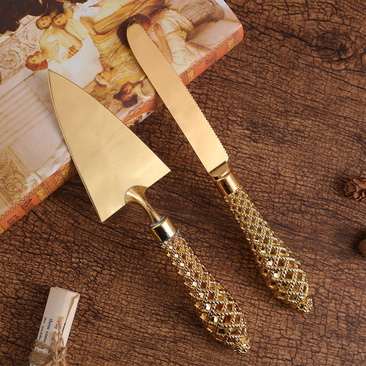 2pcs Kuchenmesser Abendessen Messer und Schaufel Pizza Brotmesser Hochzeit Zubehör Kuchenmesser Dreieck Brotschaufel Backwerkzeuge - G﻿YLDNE GRÆNSE Gourmet Online Shop 