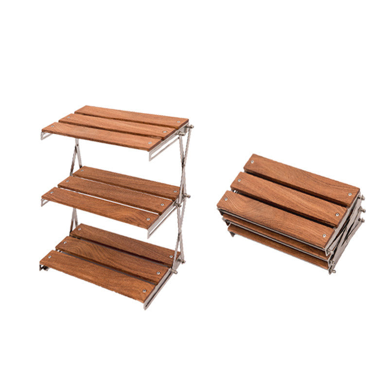 Bergsteigen Outdoor Camping Rack Tragbares Aufbewahrungsregal Dreischichtregal mit faltbarem Picknick Camping Barbecue Klapptisch - G﻿YLDNE GRÆNSE Gourmet Online Shop 