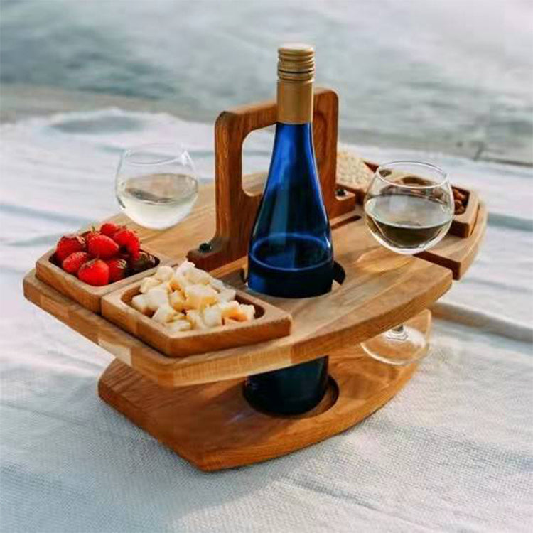 Weinregal aus Holz, Picknicktisch im Freien, tragbares Weinregal, abnehmbarer Obsttisch, Weinglasregal, mehrschichtiges Lebensmittelregal - G﻿YLDNE GRÆNSE Gourmet Online Shop 