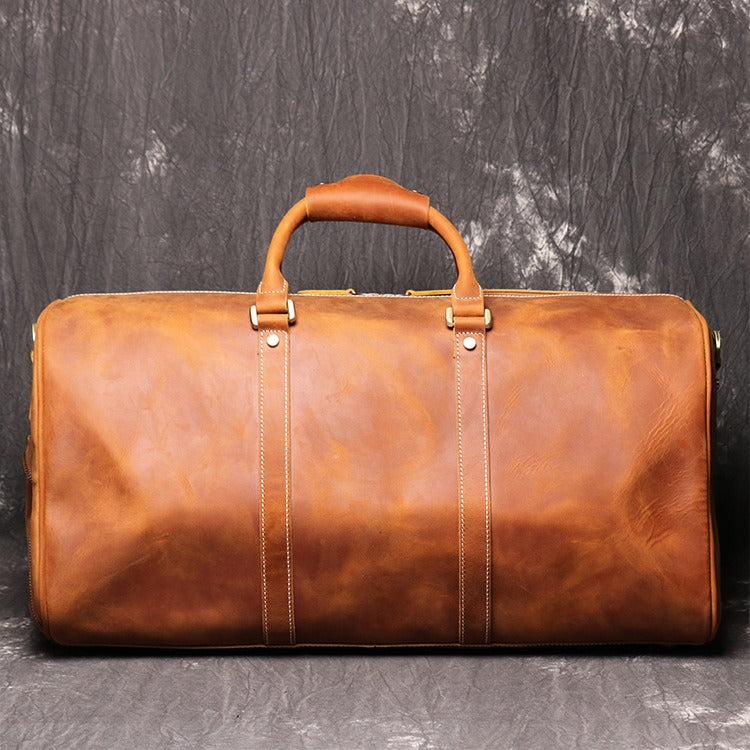 Europäische und amerikanische Retro Herren Echtleder Handtasche Reisetasche Damen Crazy Horse Leder Crossbody Große Gepäcktasche Rindsleder Sporttasche - G﻿YLDNE GRÆNSE Gourmet Online Shop 