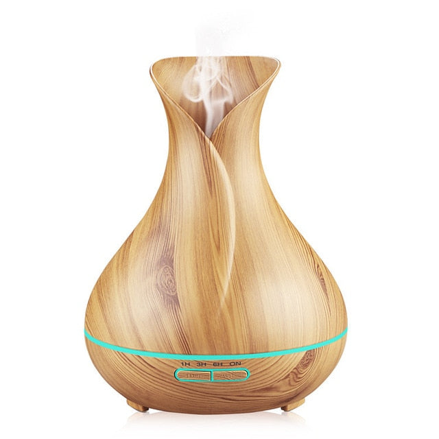 Ultraschall-Luftbefeuchter Tulip Vase Style 14W 400ML Holzmaserung Cool-Mist Aromatherapie Diffusor für ätherische Öle - G﻿YLDNE GRÆNSE Gourmet Online Shop 