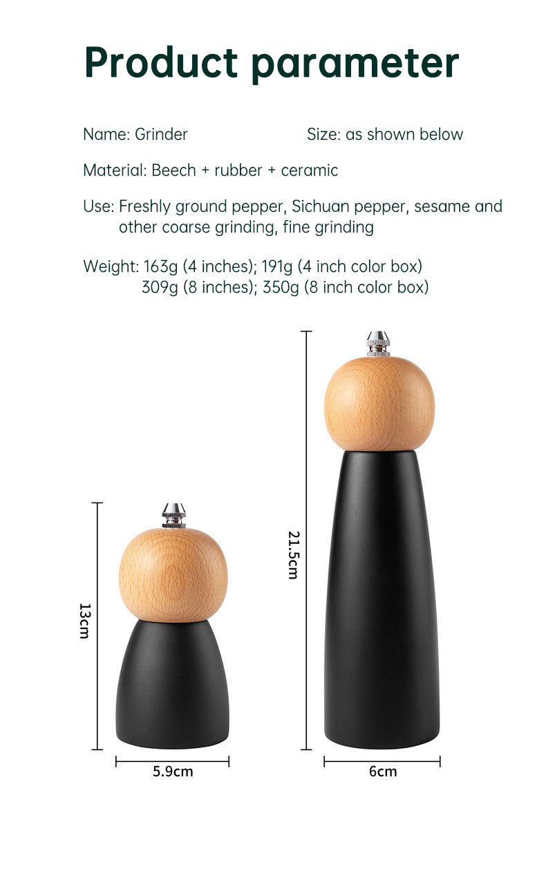 Küche Einstellbare Rauheit Holz Pfeffermühle Mühle Holz Manuelle Meerkeramik Mahlwerk Salzmühle - G﻿YLDNE GRÆNSE Gourmet Online Shop 
