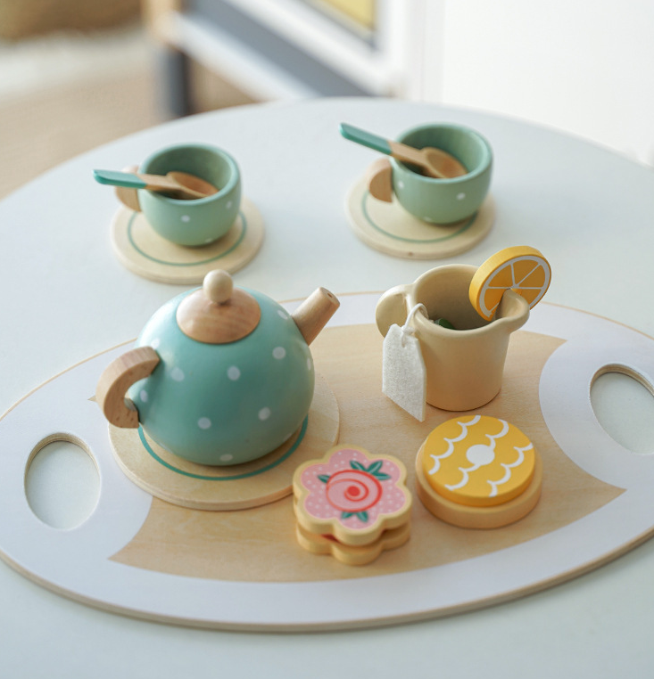 Kinderheim Nachmittagstee Desserts Kuchenverkauf Teekanne Tassen Teeservice Weihnachtsspielzeug aus Holz Geschenke - G﻿YLDNE GRÆNSE Gourmet Online Shop 