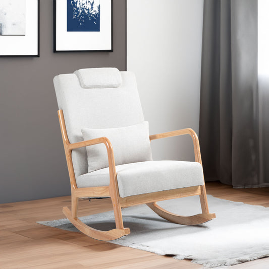 Schaukelstuhl gepolsterter Stoffschaukelsessel Indoor mit hoher Rückenlehne, Gleiterstühlen und Lendenkissen für das Wohnzimmer - G﻿YLDNE GRÆNSE Gourmet Online Shop 