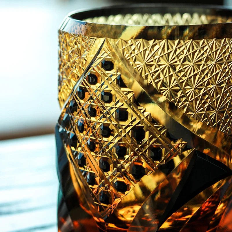 Kristall Doppelwandig Handgemachtes Edo Kiriko Whiskyglas Handgeschnitten zu Klarglas 7oz 1PC Luxus Sammlerobjekt Rarität - G﻿YLDNE GRÆNSE Gourmet Online Shop 