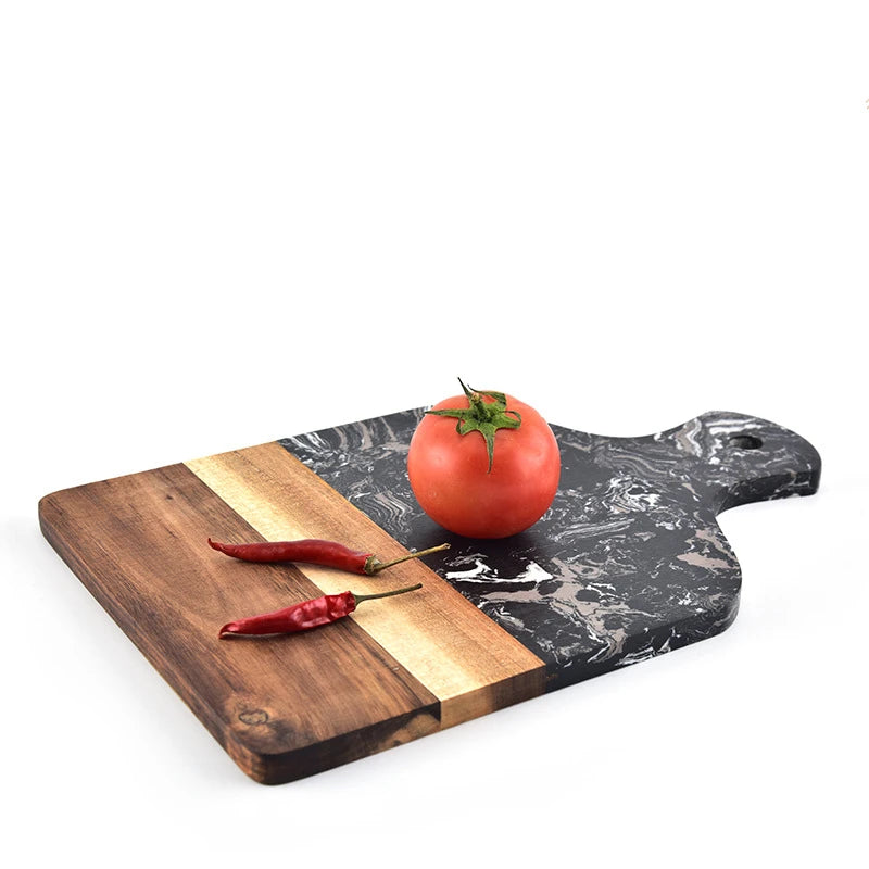 Marmor und Akazienholz Küche Schneidebrett Rutschfeste Schneideblöcke Obst Käse Werkzeuge Messer Zubehör Steak Pizzablech - G﻿YLDNE GRÆNSE Gourmet Online Shop 