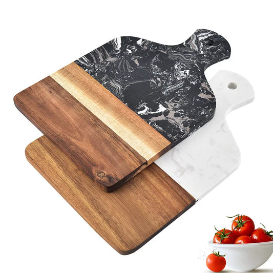 Marmor und Akazienholz Küche Schneidebrett Rutschfeste Schneideblöcke Obst Käse Werkzeuge Messer Zubehör Steak Pizzablech - G﻿YLDNE GRÆNSE Gourmet Online Shop 