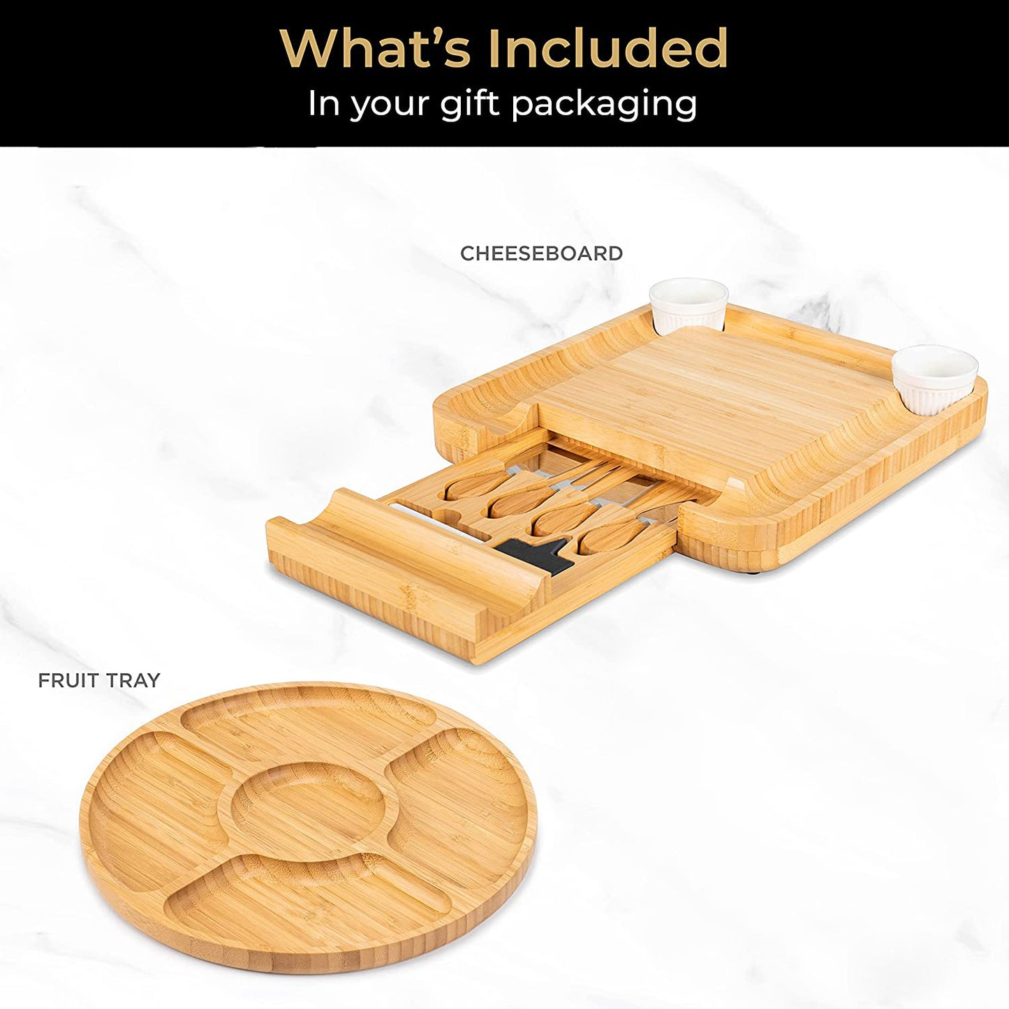 Bambus Käsebrett To Go Set Käse Schneidebrett Zuhause Obst Brot Schneidebrett mit Messer und Gabel  Picknicktisch - G﻿YLDNE GRÆNSE Gourmet Online Shop 