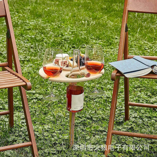 Weintisch im Freien Rasen Strand Klappbares Weinregal Weinregal aus Holz im Freien Tragbarer Weintisch - G﻿YLDNE GRÆNSE Gourmet Online Shop 