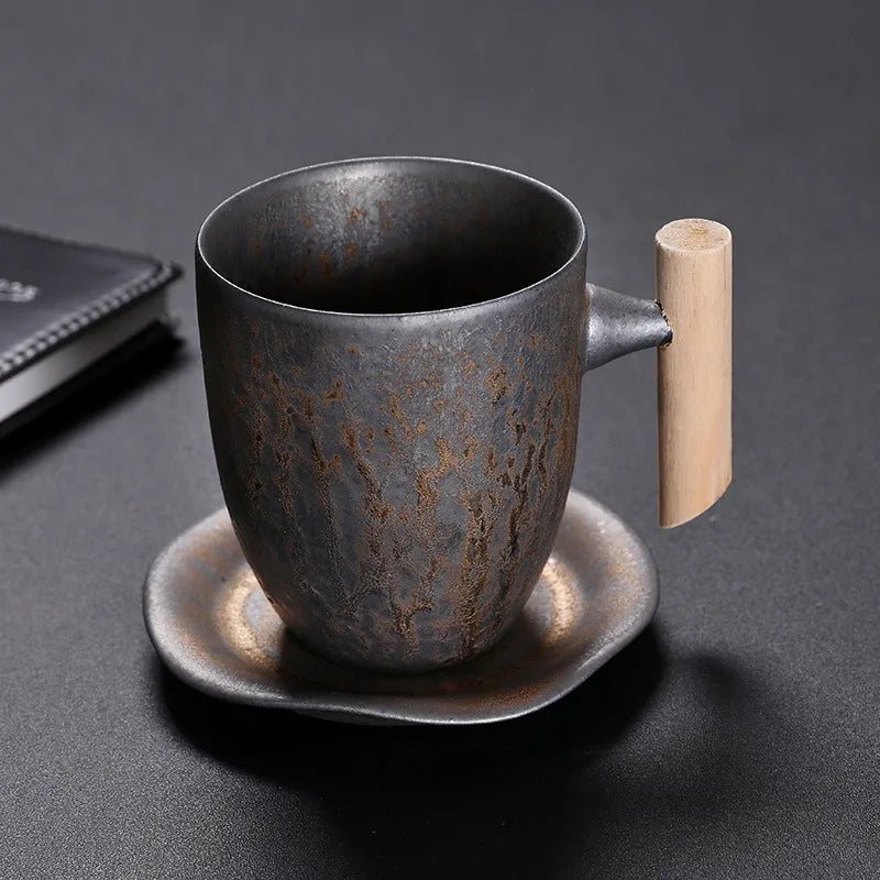KuBac HoMmi Neu INS Steinzeug handgemachte japanische Stil Vintage Kaffeetasse Nachmittagstee Keramik Becher Set Retro Kaffeetasse - G﻿YLDNE GRÆNSE Gourmet Online Shop 
